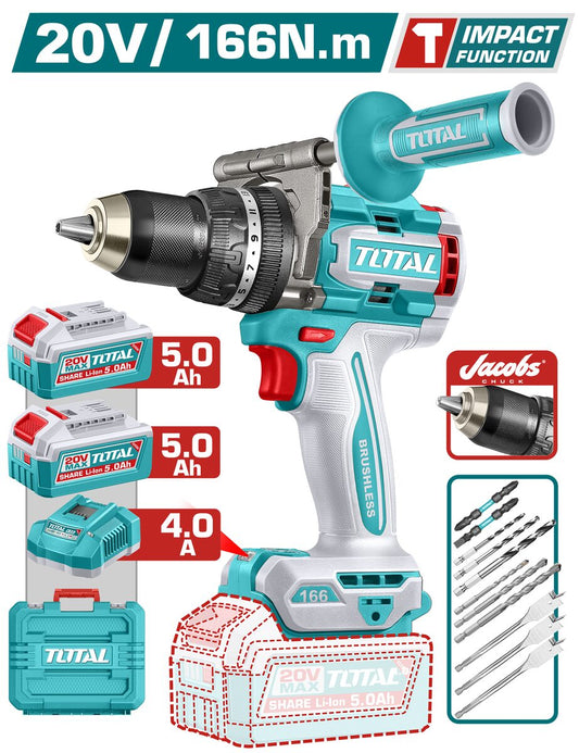 Perceuse à choc brushless P20S 100Nm TOTAL TIDLI201668