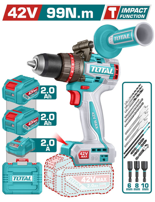 Perceuse à percussion sans fil brushless TOTAL TIDLI429982