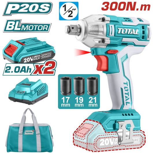 Clé à choc brushless P20S 300Nm TOTAL