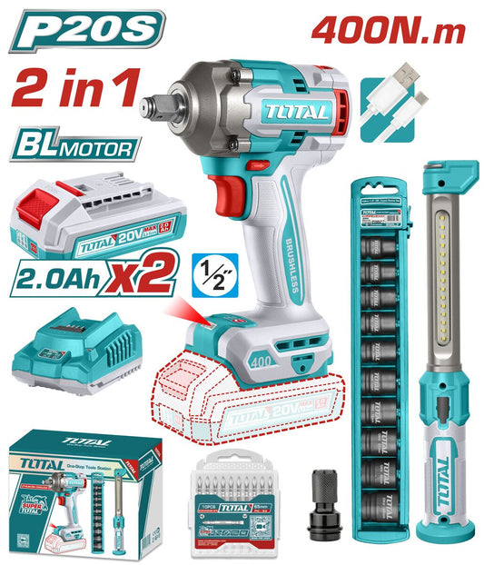 Kit 2 outils sans fil P20S TOTAL
