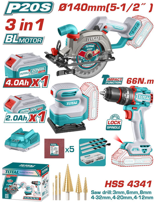 Kit 3 outils sans fil P20S TOTAL