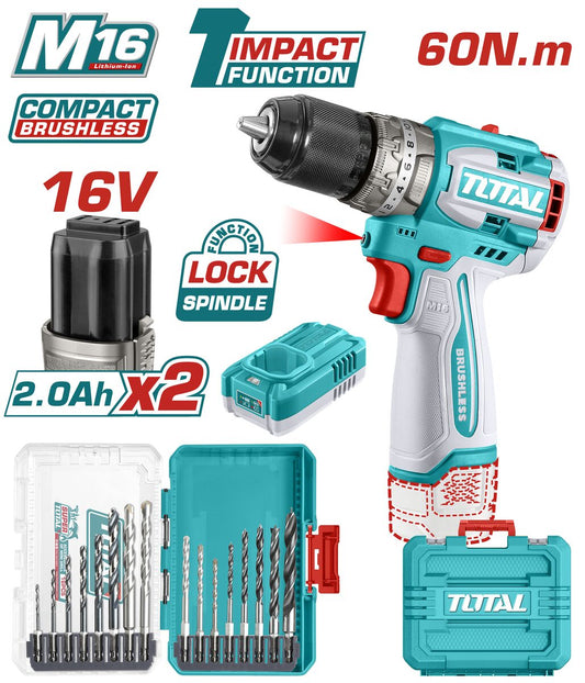 Kit perceuse brushless sans fil M16 TOTAL