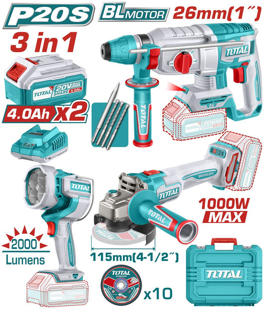 Kit 3 outils sans fil P20S TOTAL