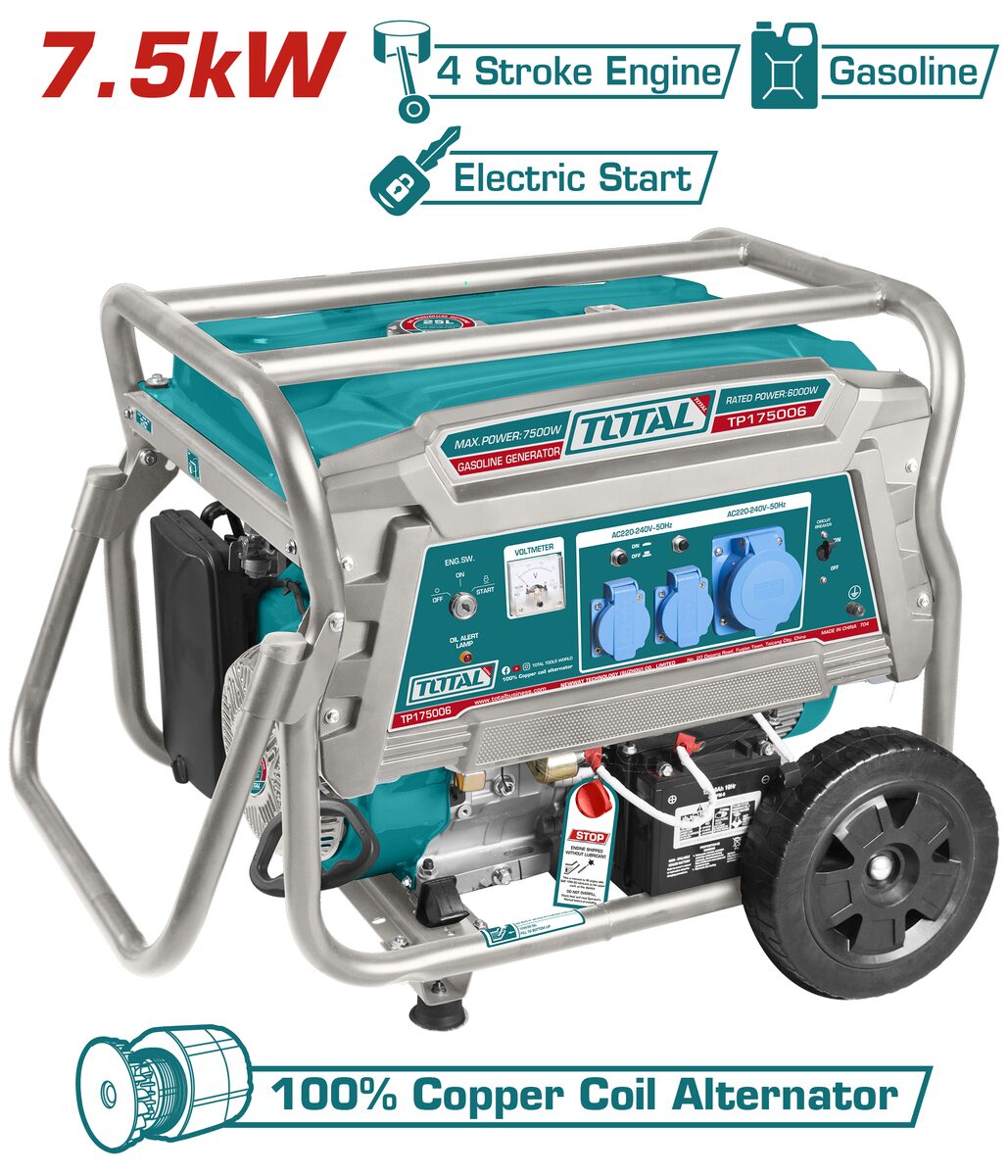 Groupe électrogène essence 7.5kW TOTAL TP175006