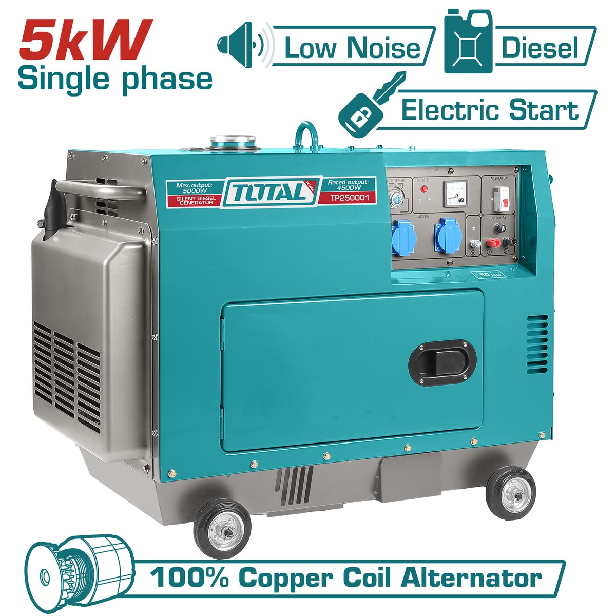 Groupe électrogène diesel silencieux 5kW TOTAL TP250001