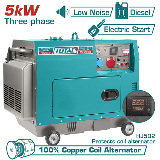 Groupe électrogène diesel silencieux 5kW tri TOTAL