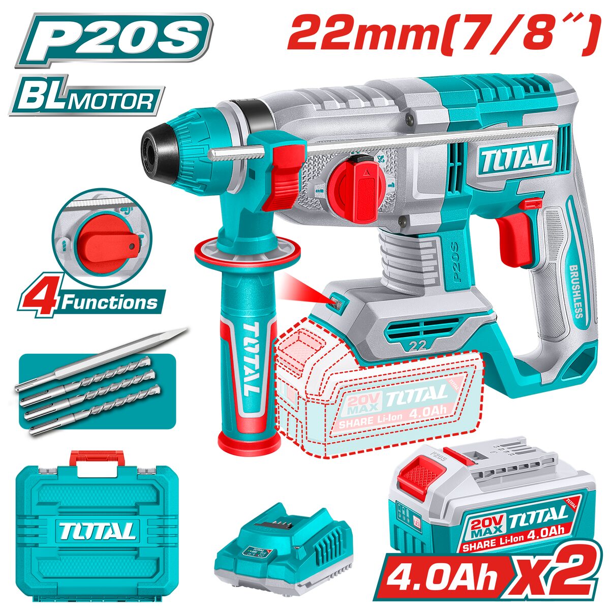 Perforateur sans fil TOTAL TRHLI212282