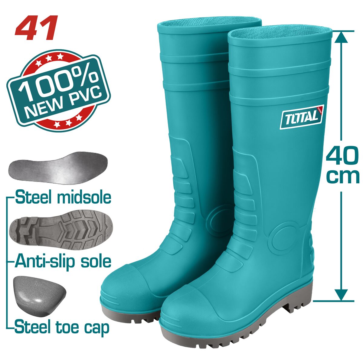 Bottes de sécurité S1P PVC 40 cm TOTAL TSP302S1P