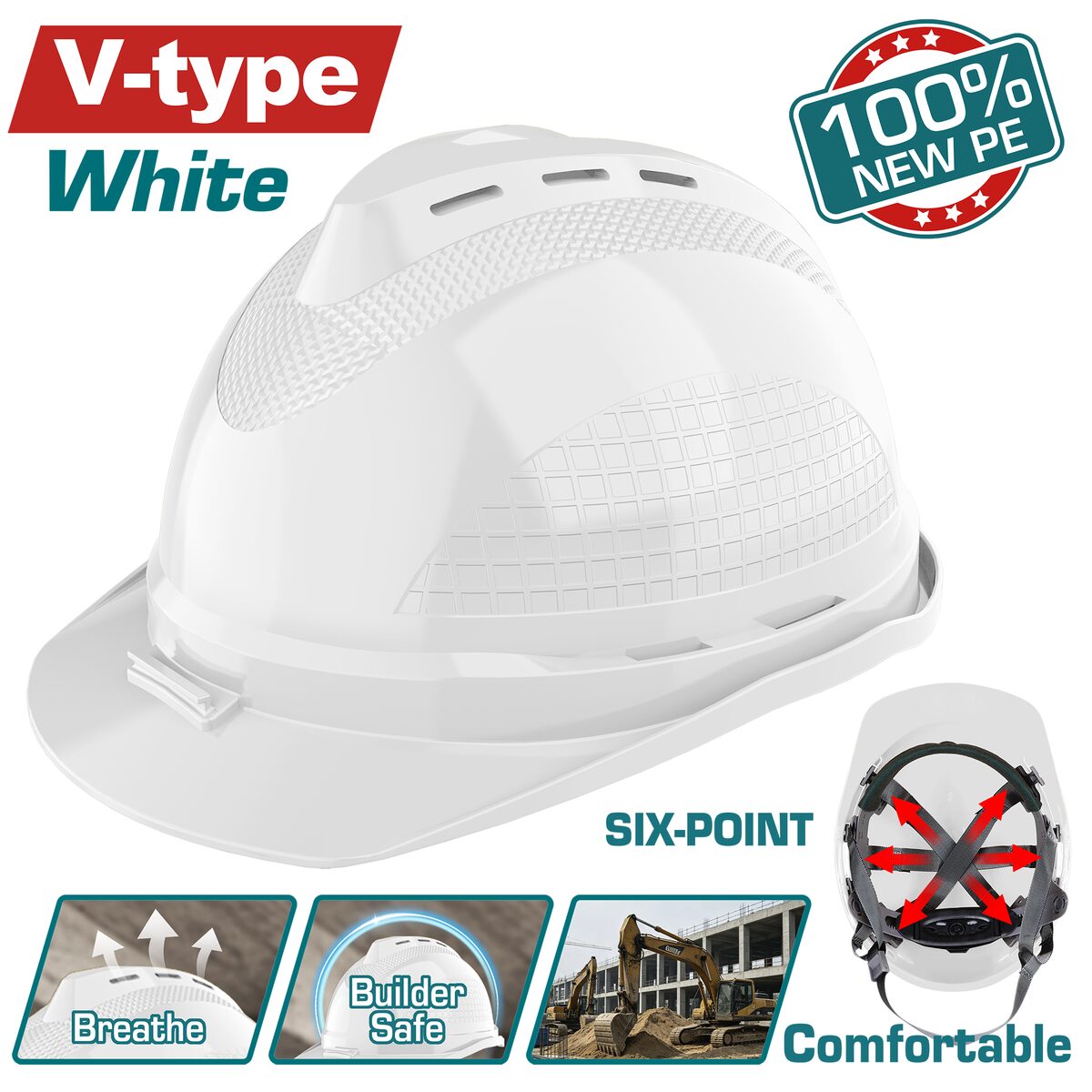 Casque de chantier blanc 6 points TOTAL
