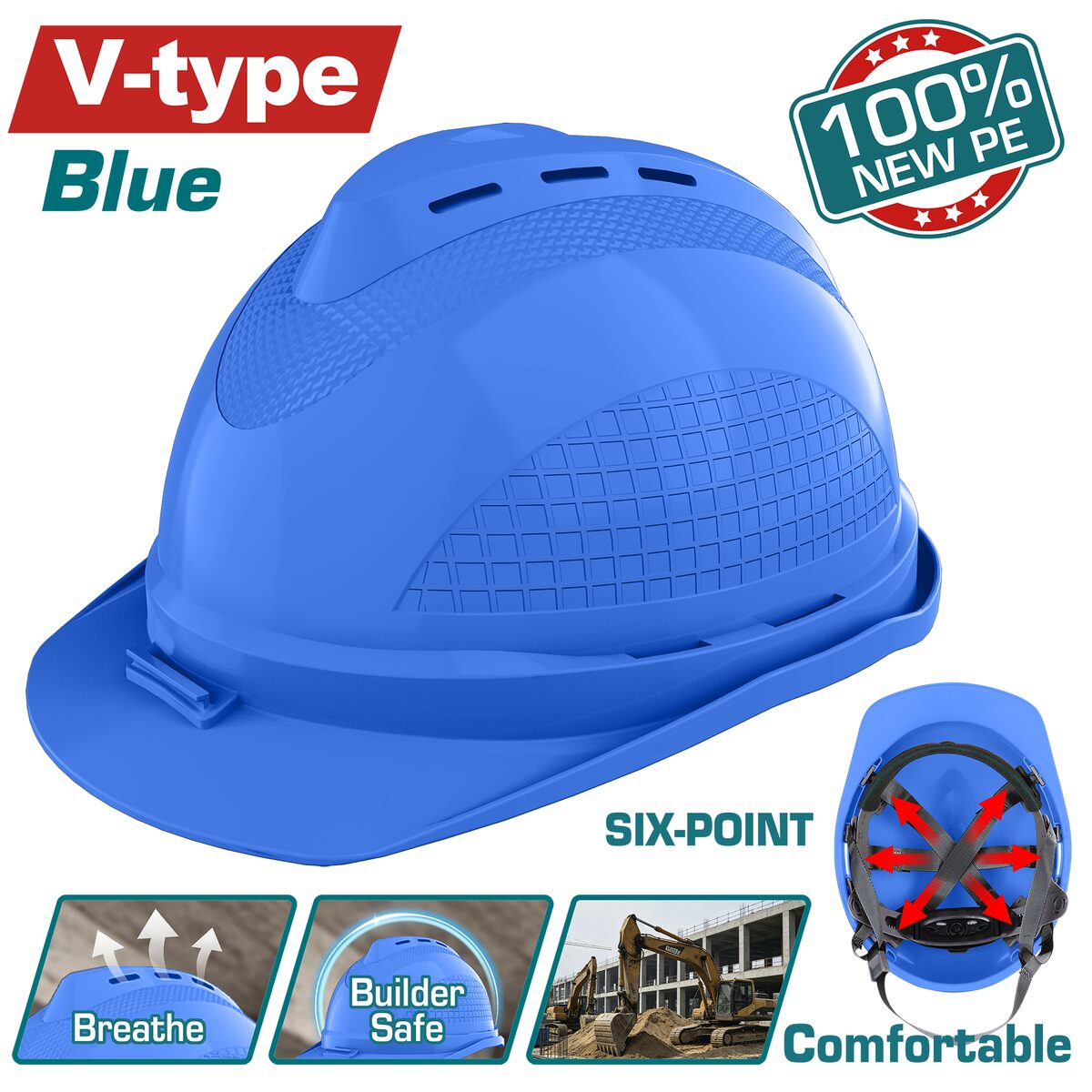 Casque de chantier bleu 6 points TOTAL