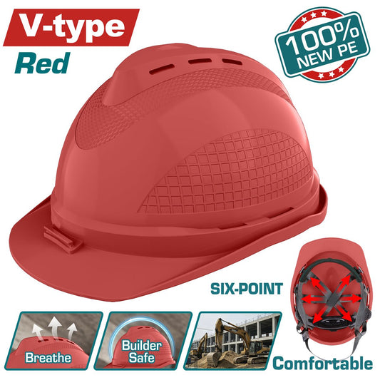 Casque de chantier rouge 6 points TOTAL